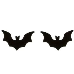 NWT 18K Gold Plated Stainless Steel Bat Earrings (Black or Silver) #Halloween